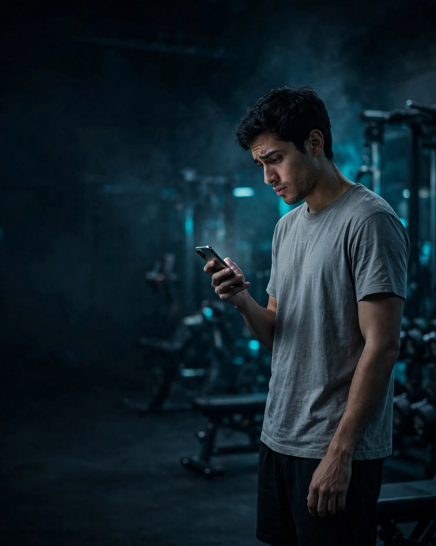 Hombre dudando qué entrenar en el gimnasio