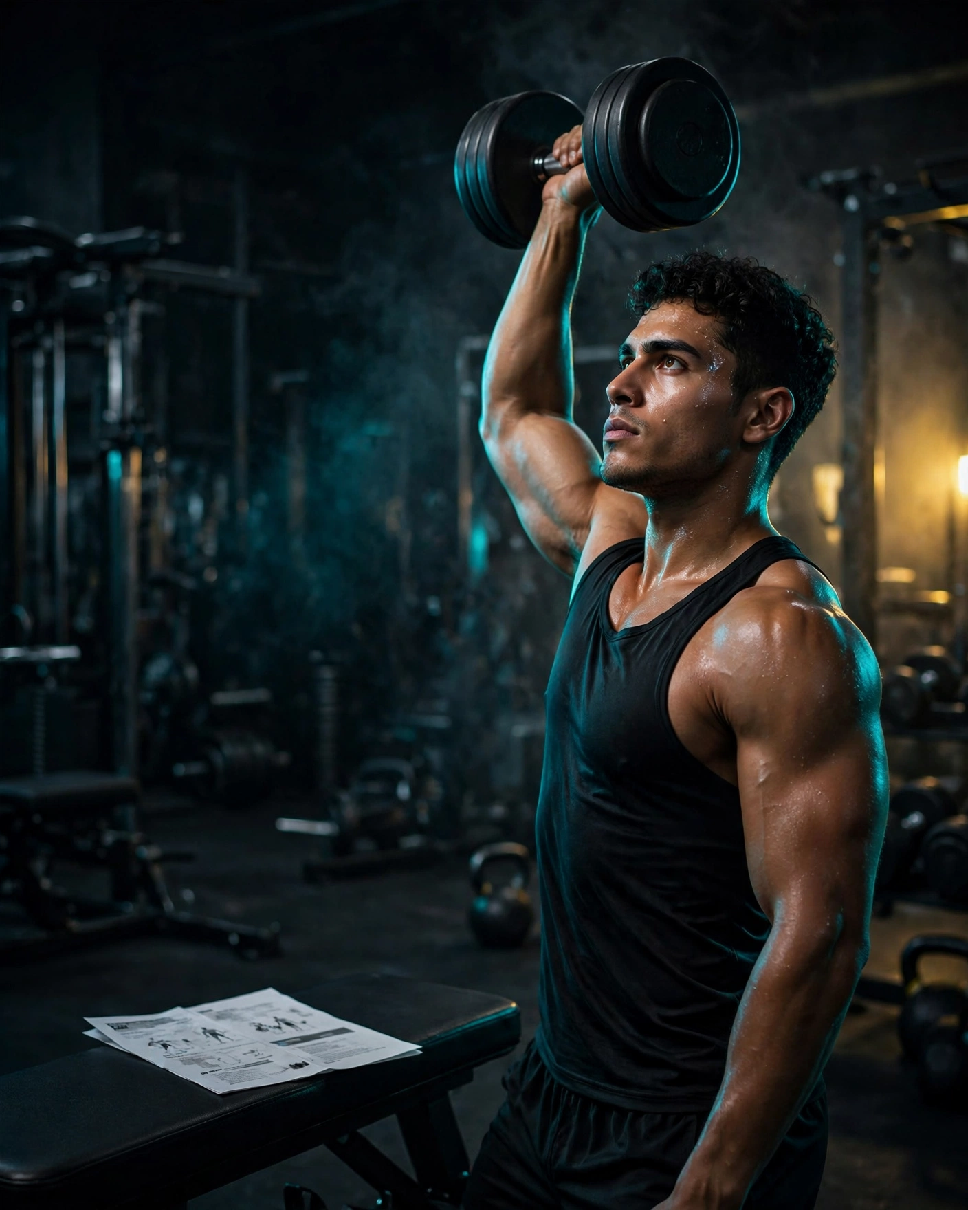 Hombre entrenando con confianza siguiendo su rutina