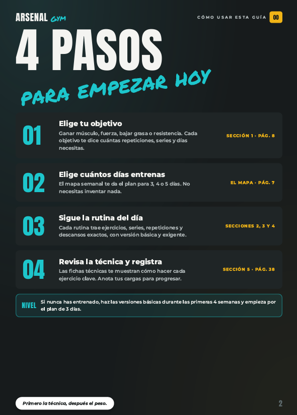 Página 1 de la guía Arsenal Gym