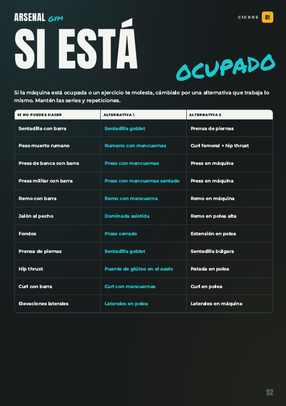 Página 12 de la guía Arsenal Gym